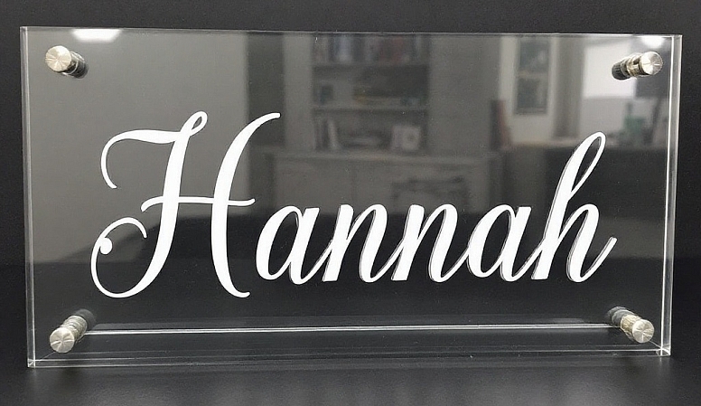 hannah plexiglass name plaque