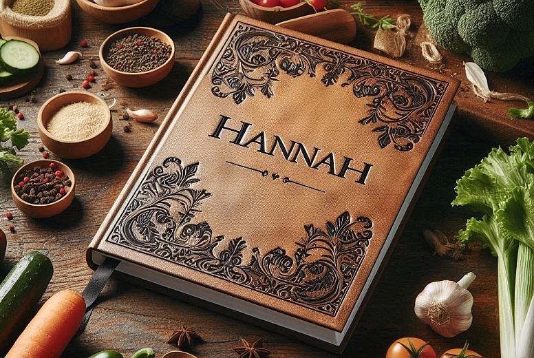 personalized recipe book with the name hannah