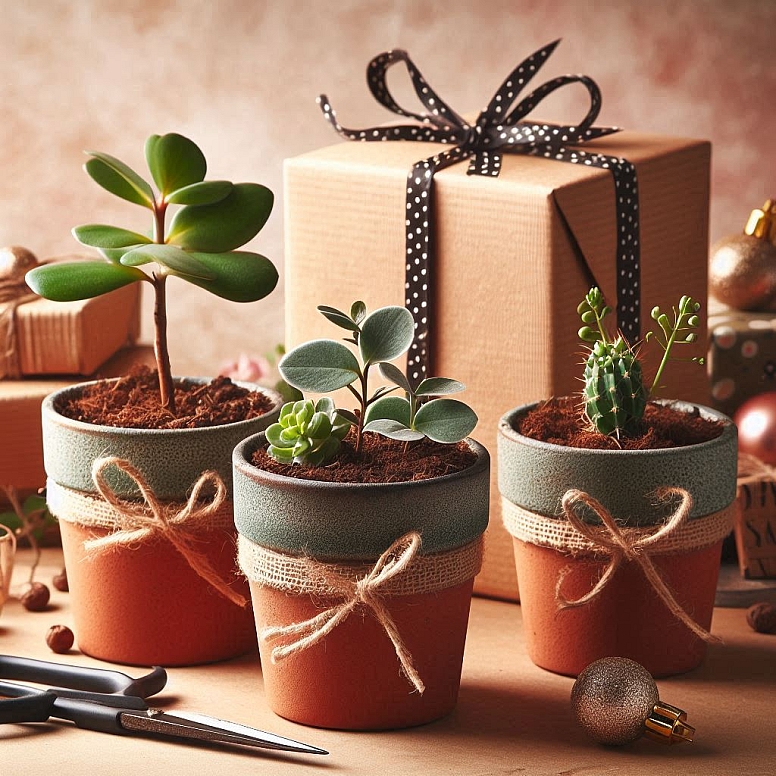 plant cuttings in decorative pots